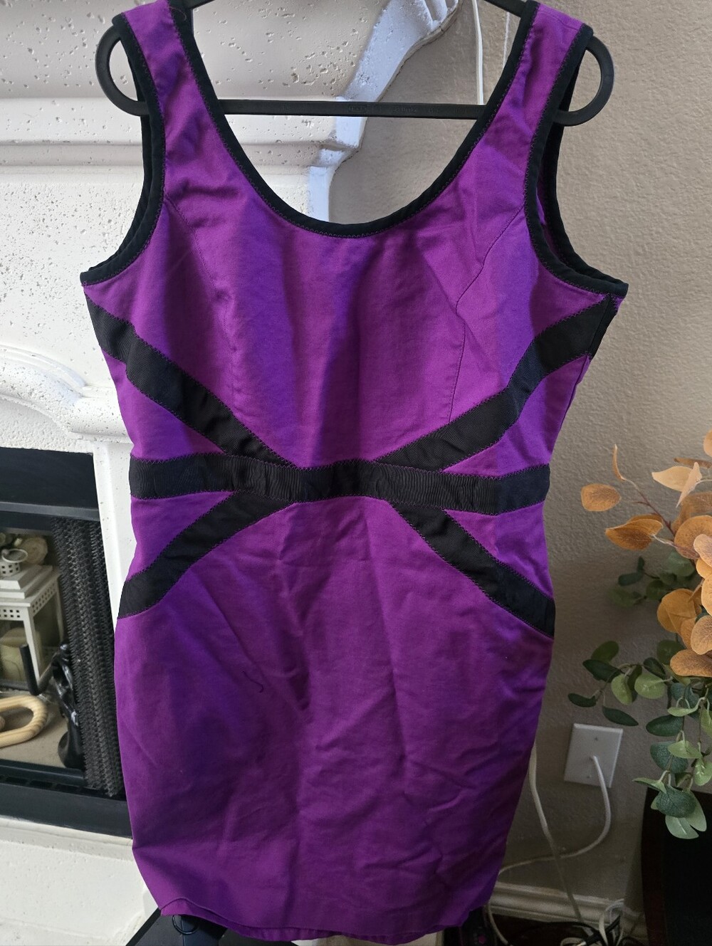 Worthington Purple Dress with Black Trim Size 12